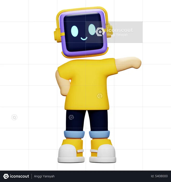 Boy Robot Pointing Right  3D Icon