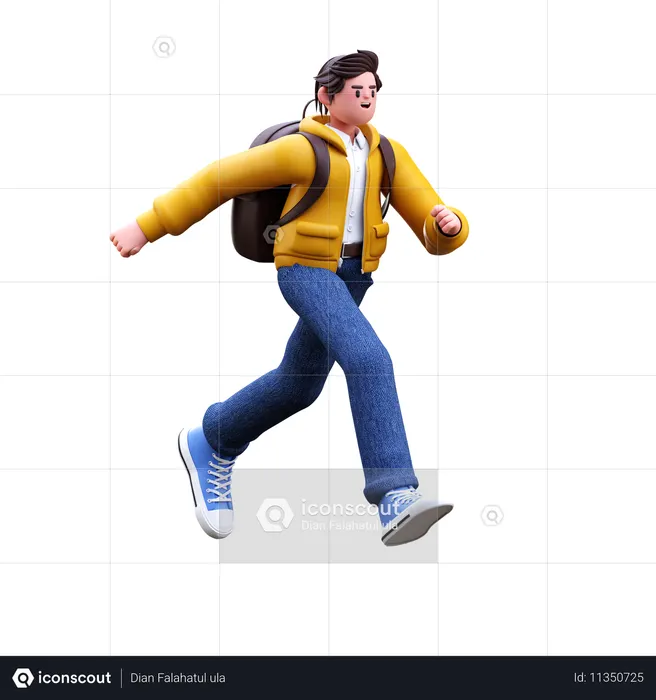 Boy running  3D Illustration