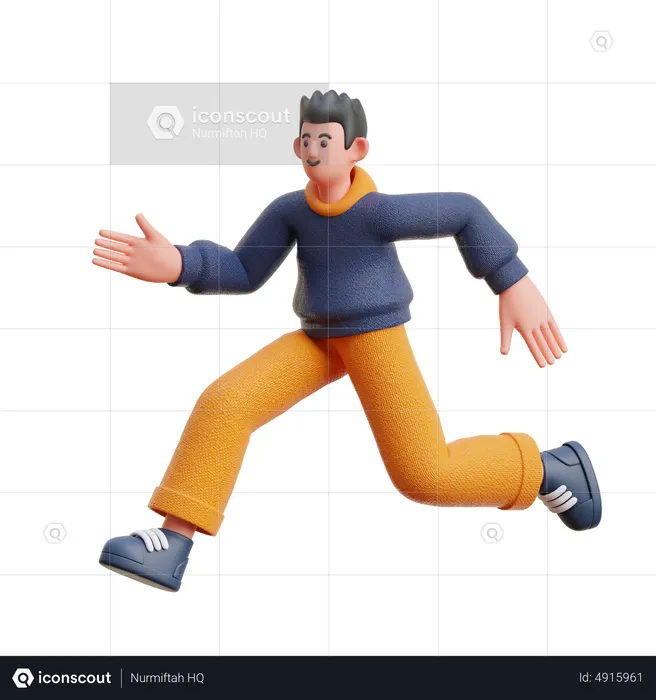 Boy running fast  3D Illustration