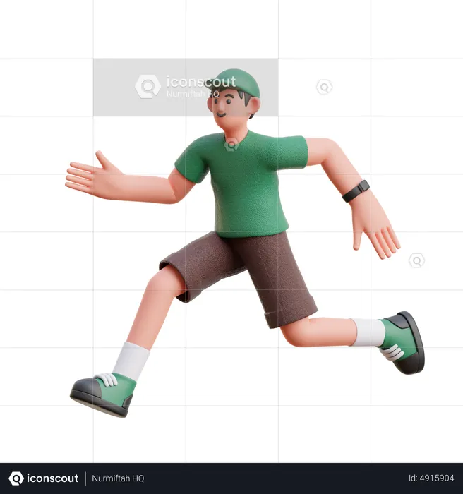 Boy running fast  3D Illustration