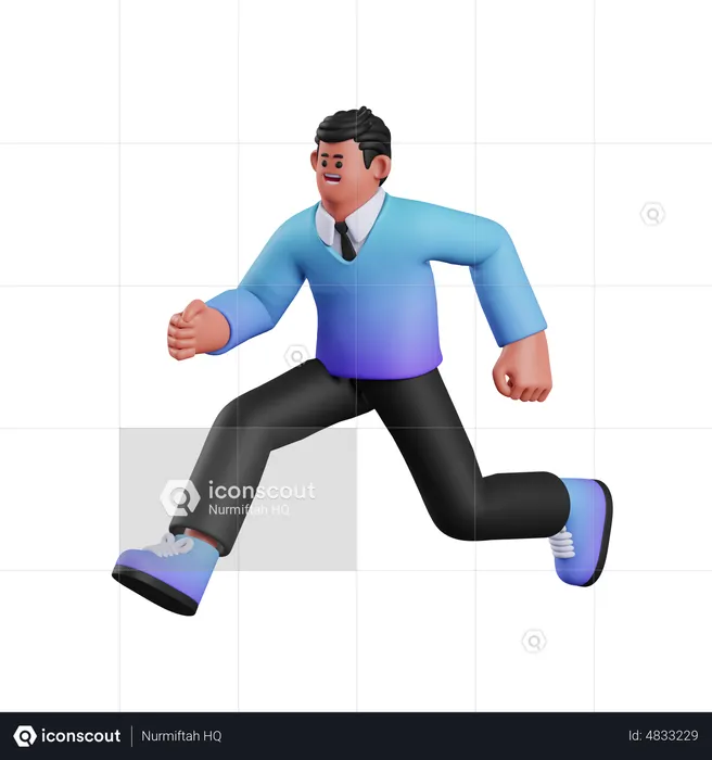 Boy Running Pose  3D Illustration
