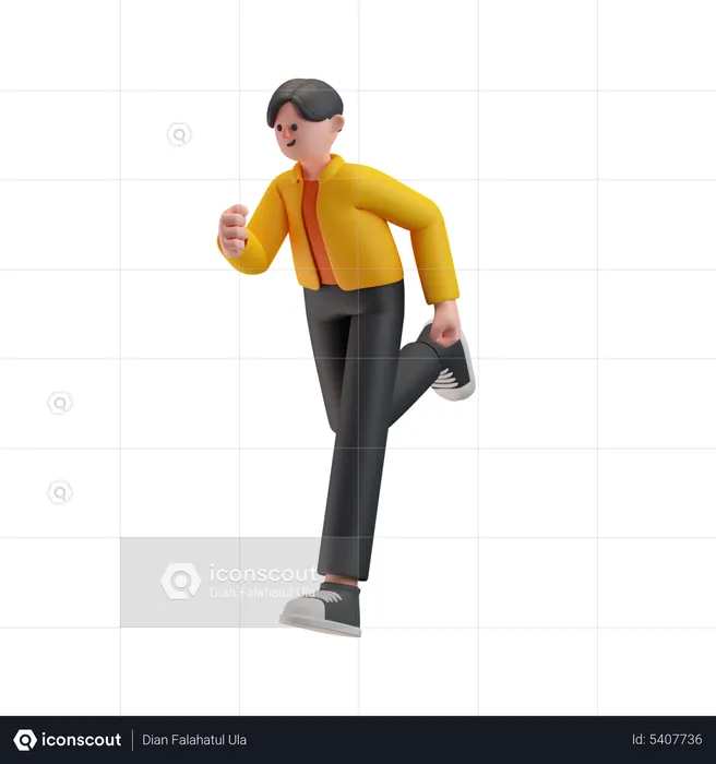 Boy Running Pose  3D Illustration
