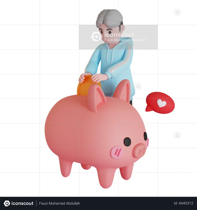 Boy saving money  3D Illustration