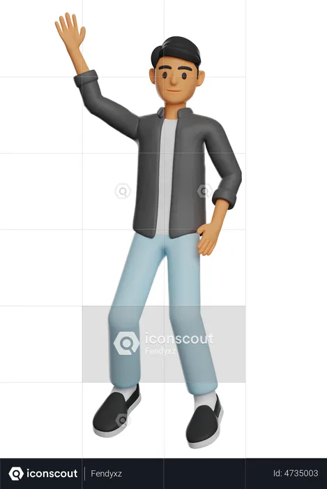 Boy Say Hello Gesture  3D Illustration
