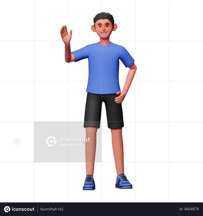 Boy Say Hi  3D Illustration