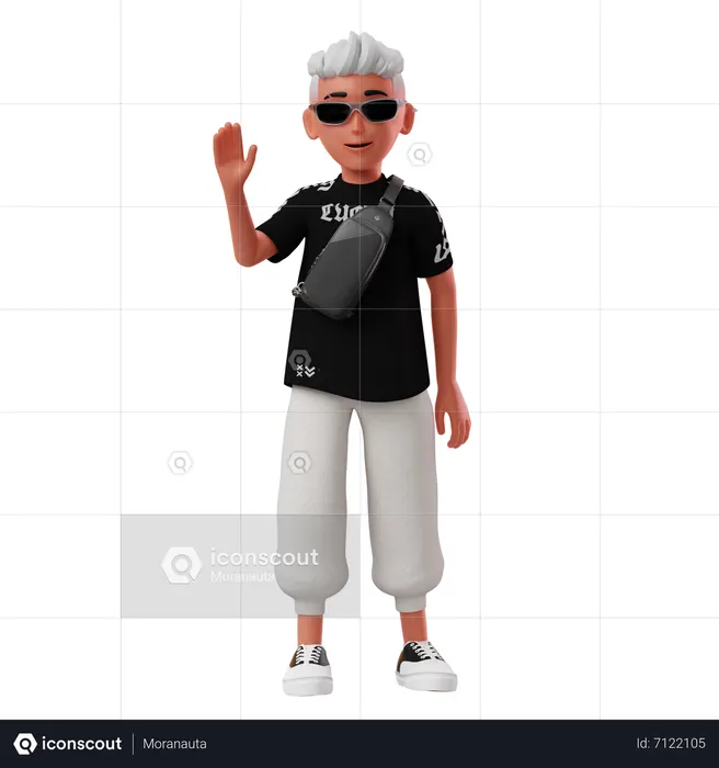 Boy Say Hi  3D Illustration