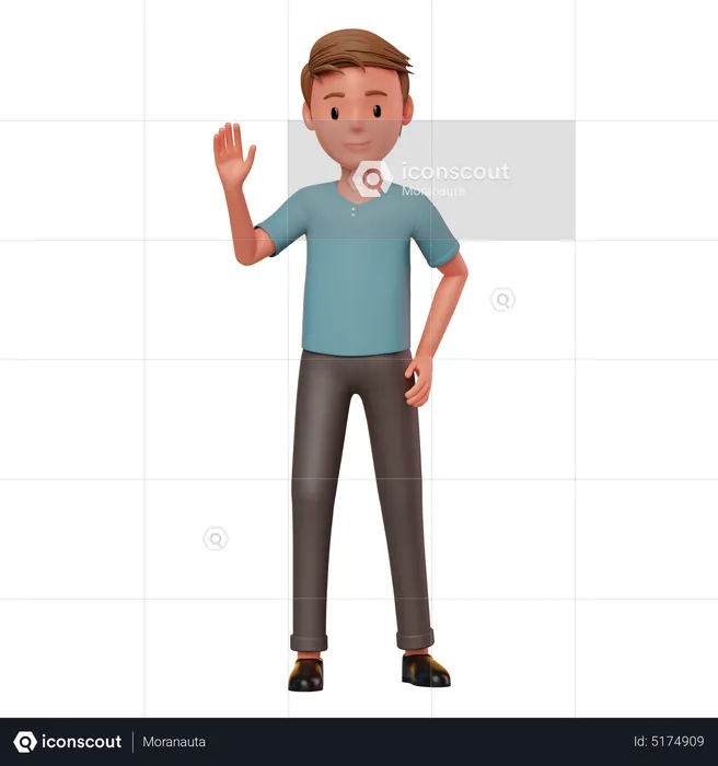 Boy Saying Hello  3D Illustration