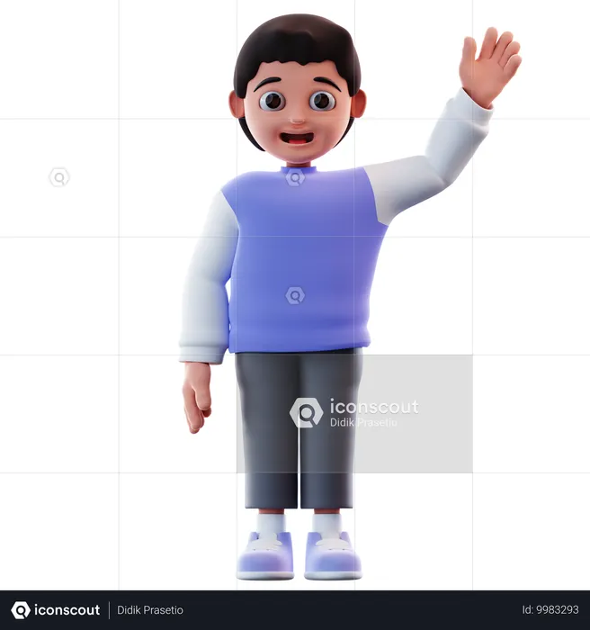 Boy Saying Hello  3D Illustration