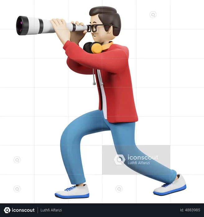 Boy Searching Location  3D Illustration