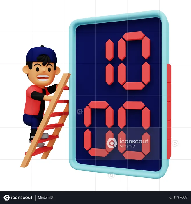 Boy setting up time  3D Illustration