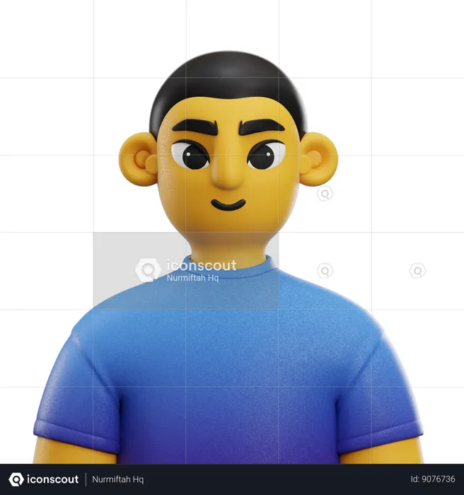 Boy Short Hair with T-shirt  3D Icon