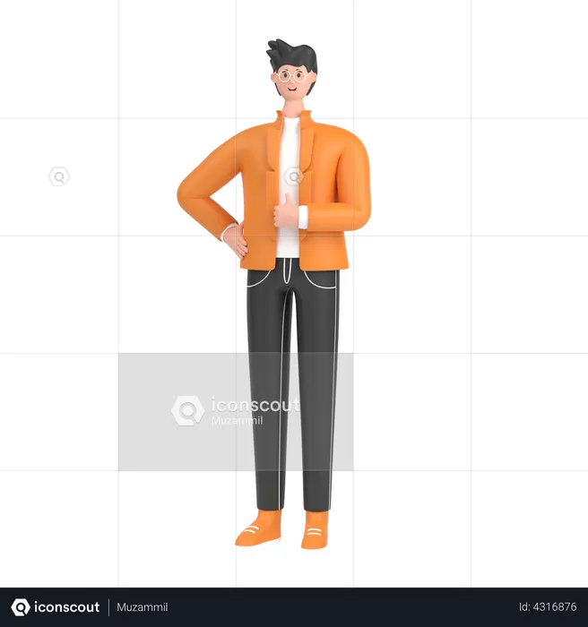 Boy showing like hand gesture  3D Illustration