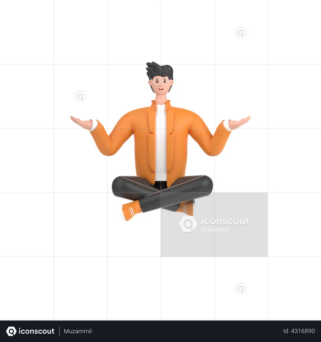 Boy showing something with open palm hand  3D Illustration
