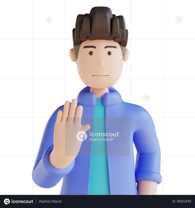 Boy showing stop hand gesture  3D Illustration