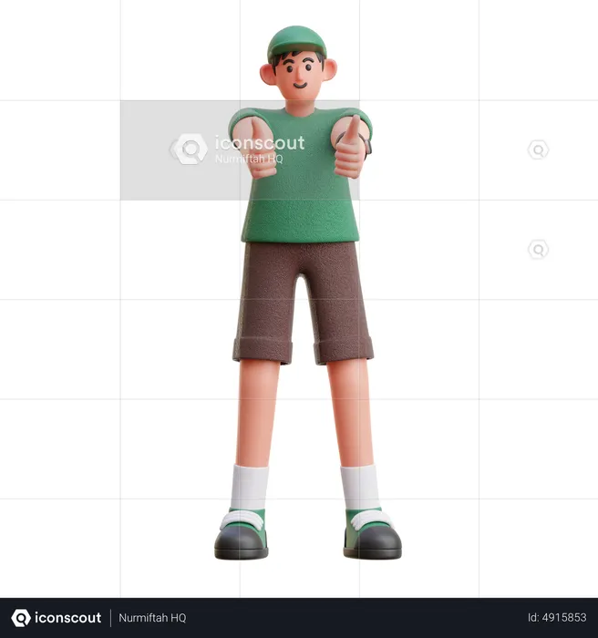 Boy showing thumbs up  3D Illustration