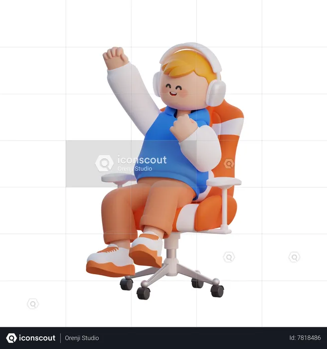 Boy Sits On A Chair  3D Illustration