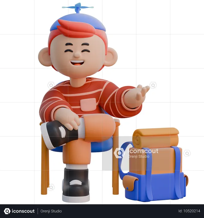 椅子に座っている男の子  3D Icon