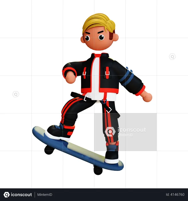 Boy skateboarding  3D Illustration