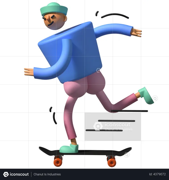 Boy Skating on skateboard Emoji 3D Illustration