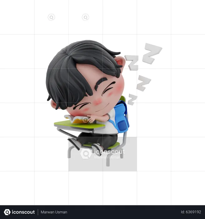 Boy sleeping on chair  3D Illustration