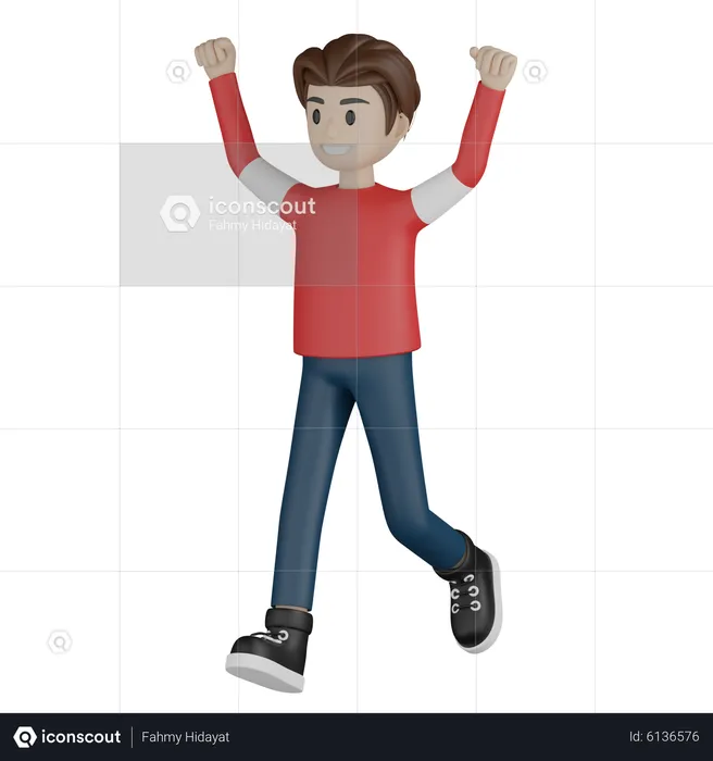 Boy Sport Supporter running and cheering success  3D Icon