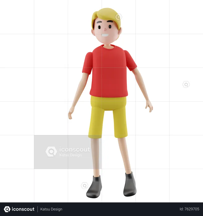 Boy Standing  3D Illustration