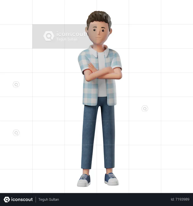 Boy Standing Confident  3D Illustration