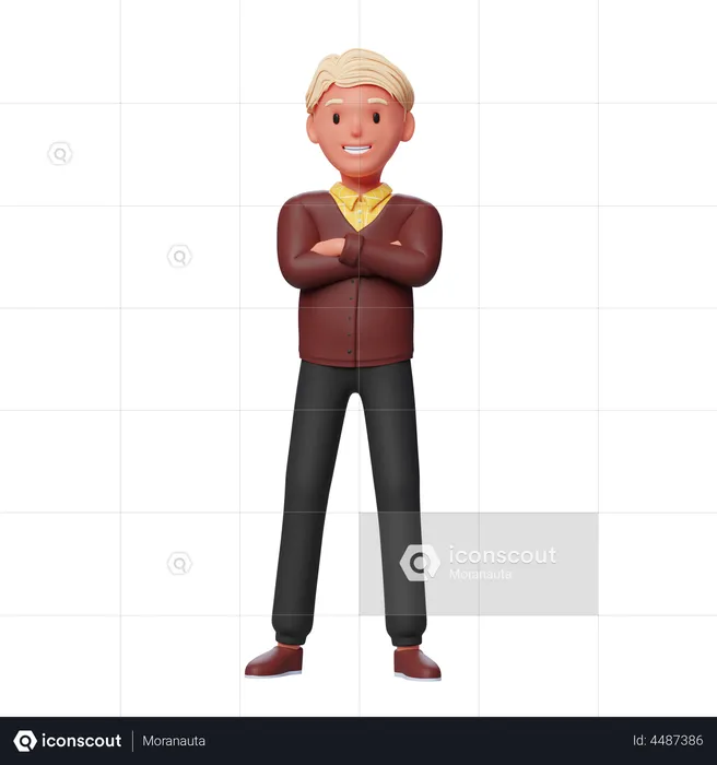 Boy Standing with folded hands  3D Illustration