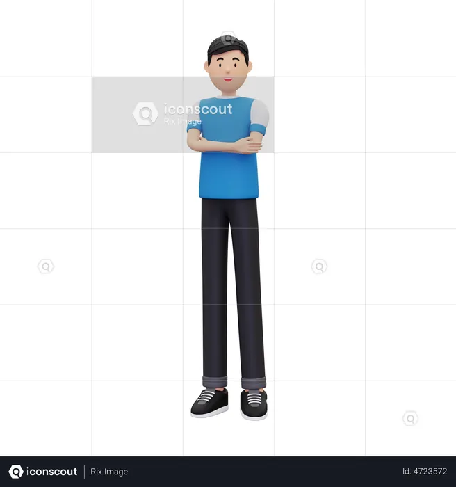 Boy Standing with folded hands  3D Illustration