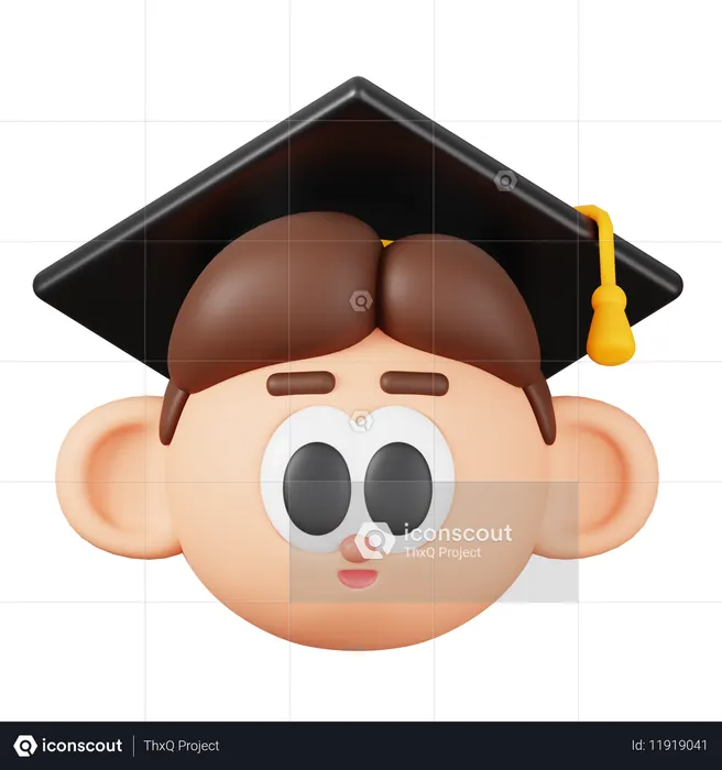 Boy Student Head  3D Illustration
