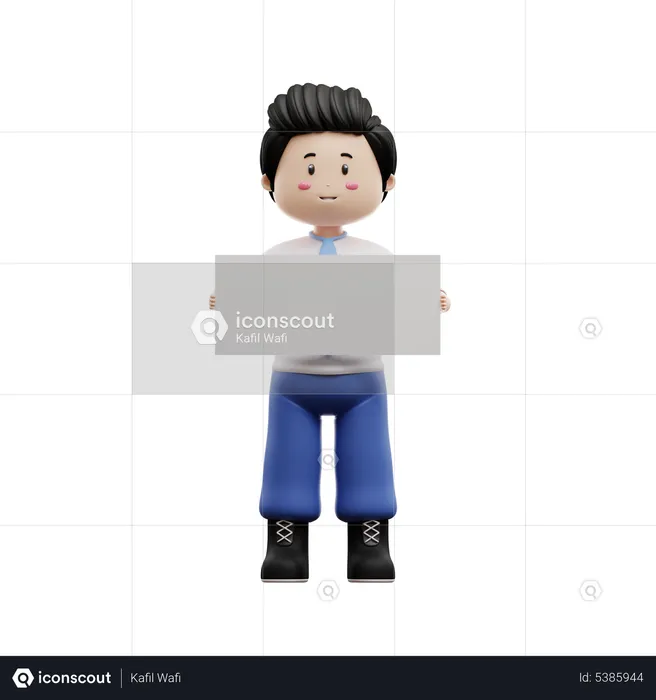 Premium Boy Student Holding Blank Paper 3D Illustration download in PNG,  OBJ or Blend format