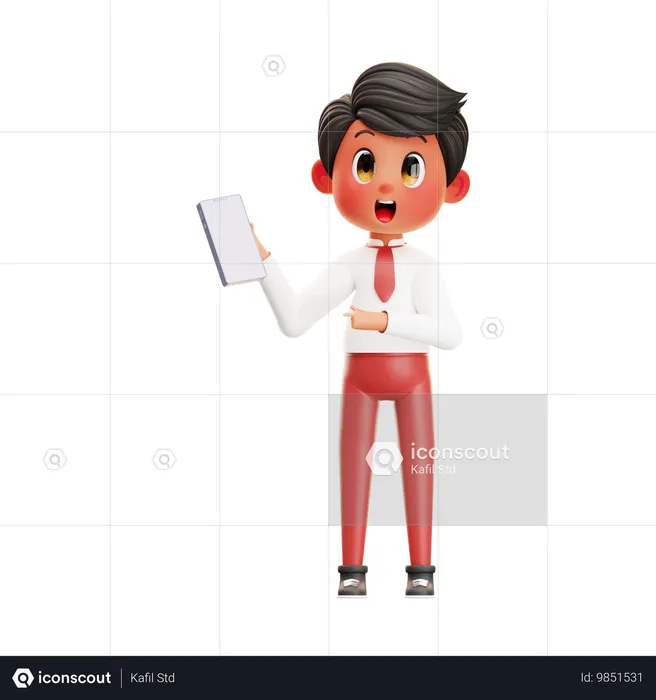 Boy Student Using A Smartphone  3D Illustration