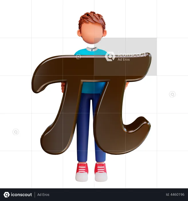 Boy Studying Pi  3D Illustration