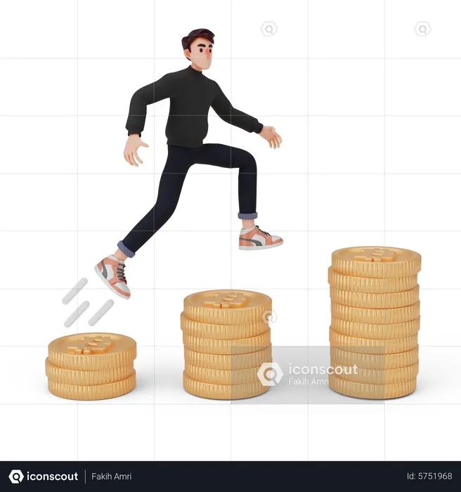 Boy taking financial profit  3D Illustration