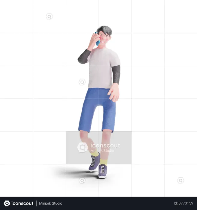 Boy taking on smartphone  3D Illustration
