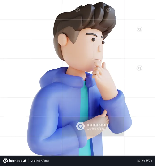 Boy Thinking  3D Illustration