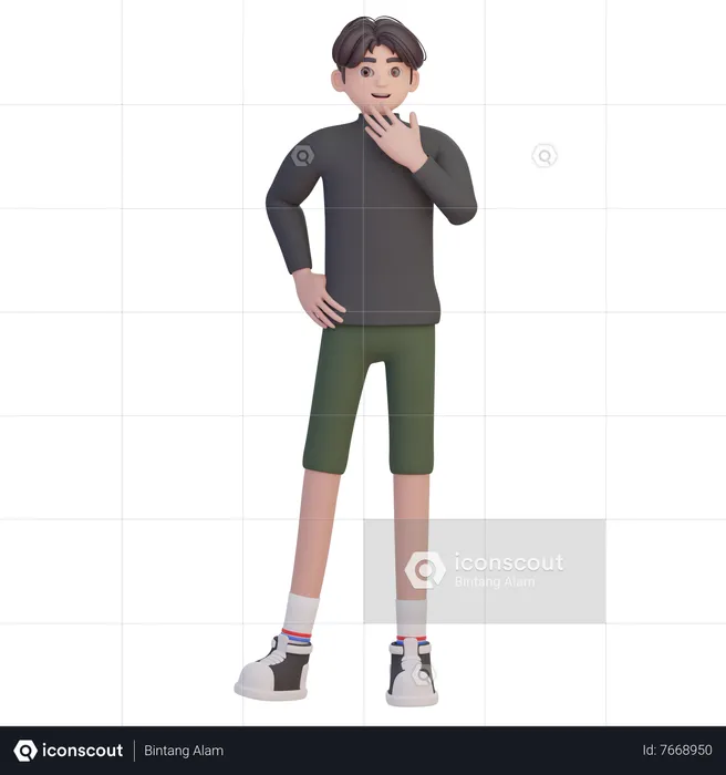 Boy thinking something  3D Illustration