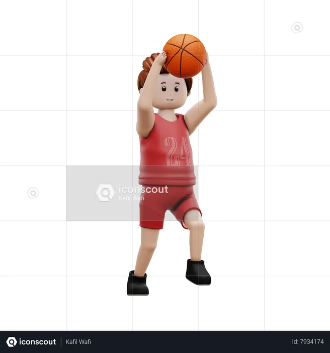Boy Throwing Ball For Scoring  3D Illustration