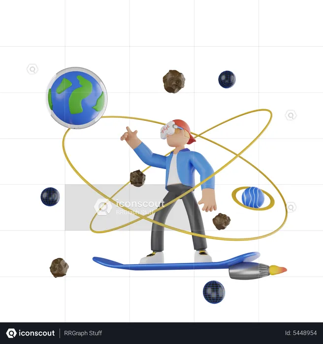 Boy Traveling Using Metaverse  3D Illustration