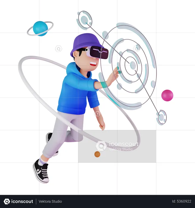 Boy using Metaverse tech  3D Illustration