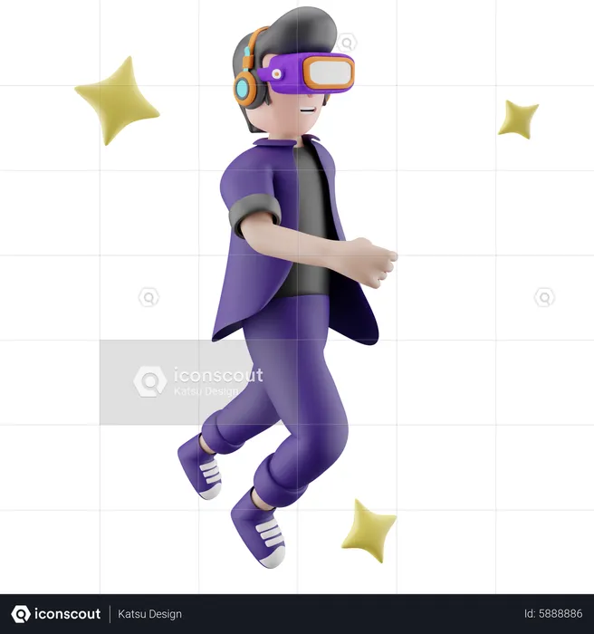 Boy using metaverse tech  3D Illustration
