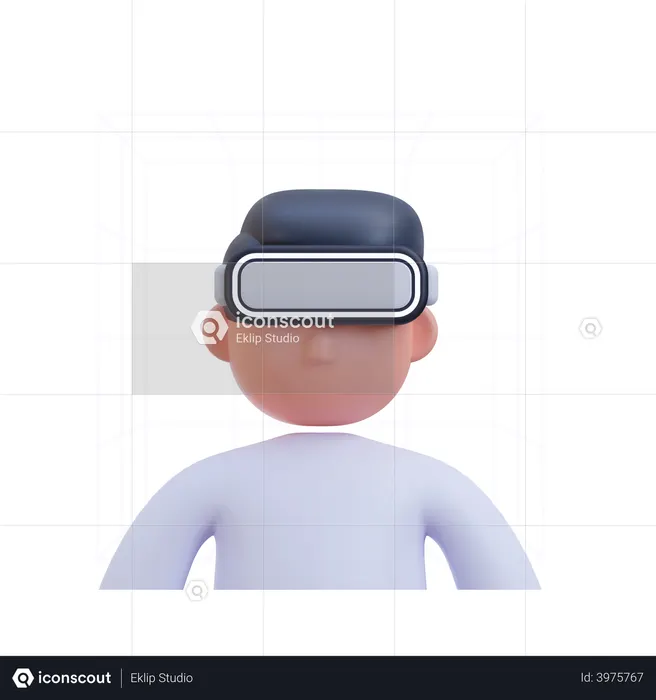 Boy using Virtual Reality technology  3D Icon