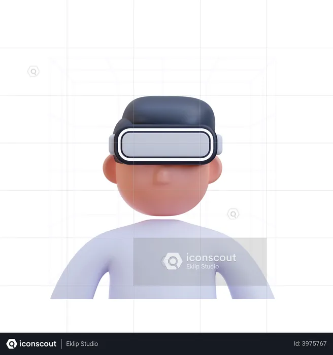 Boy using Virtual Reality technology  3D Icon