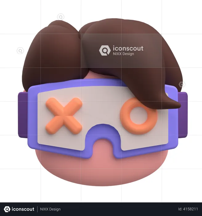 Boy using Virtual Reality technology  3D Illustration