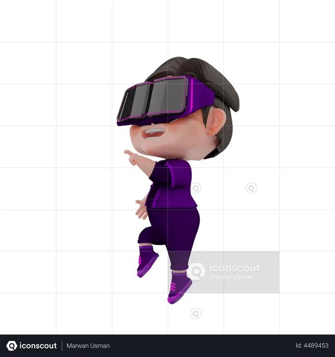 Boy using VR Glasses  3D Illustration