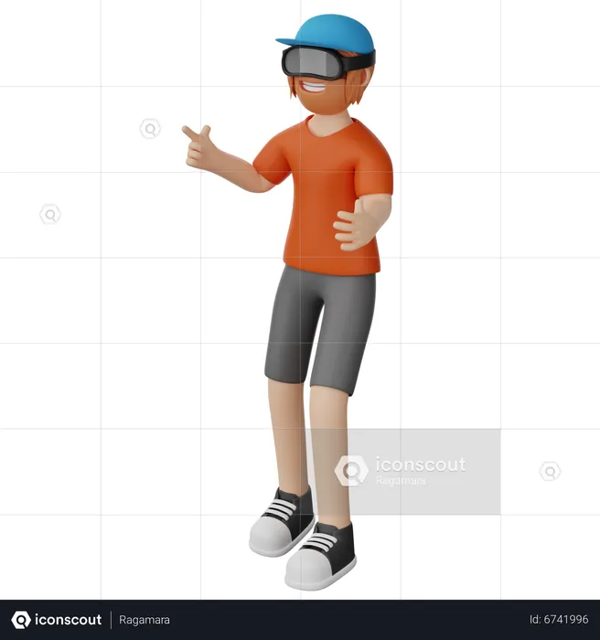 Boy Using Vr Glasses  3D Illustration