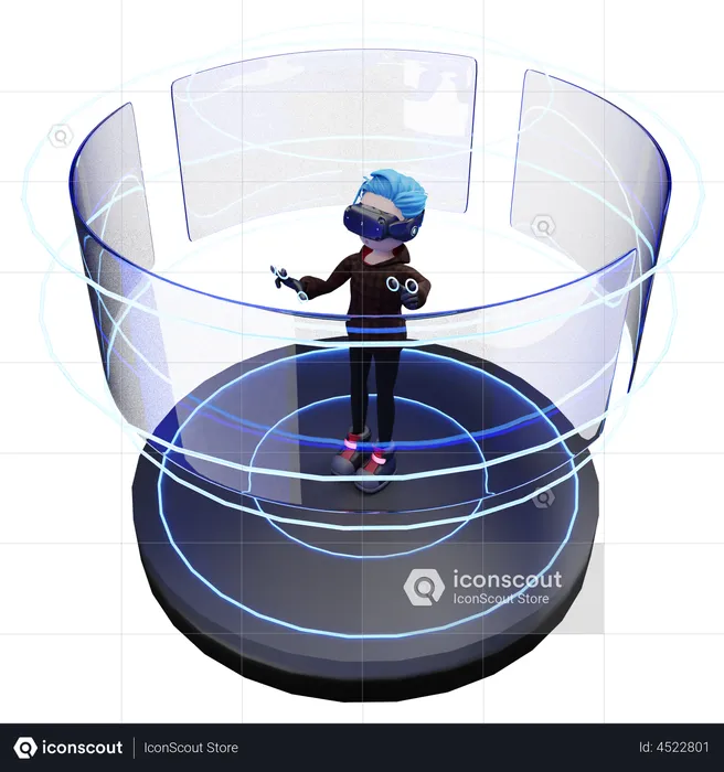 Boy using VR tech  3D Icon