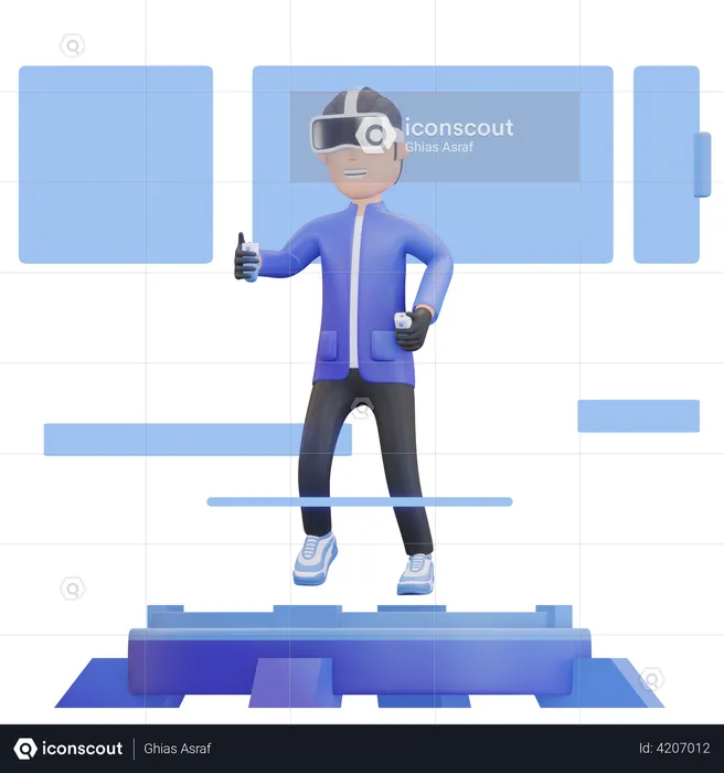 Boy using VR technology  3D Illustration