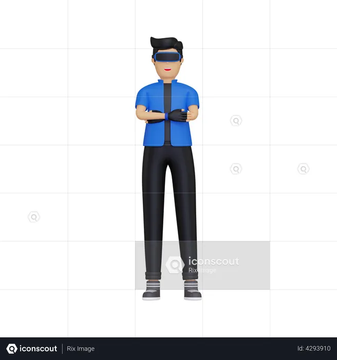 Boy using VR technology  3D Illustration