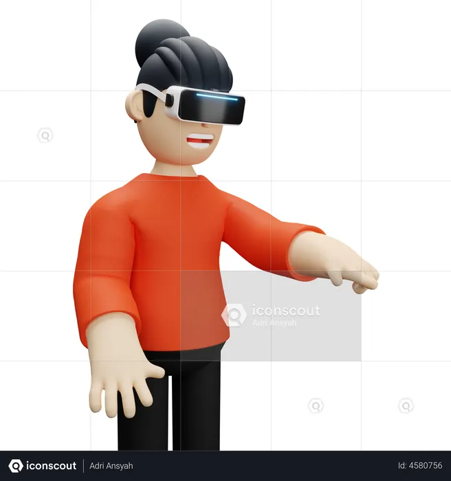 Boy using VR technology  3D Illustration
